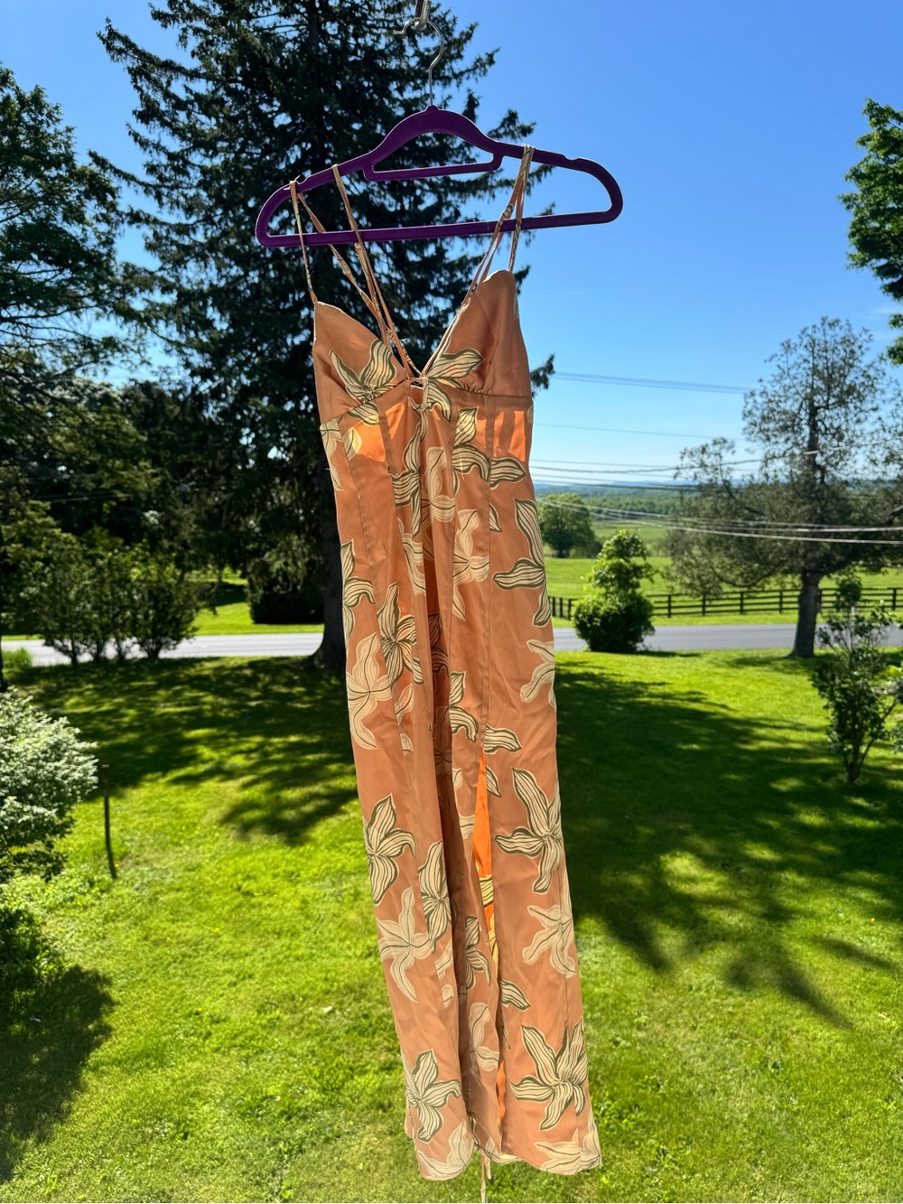 Urban Outfitters Burnt Orange Floral Slip Maxi Dress (never worn)
